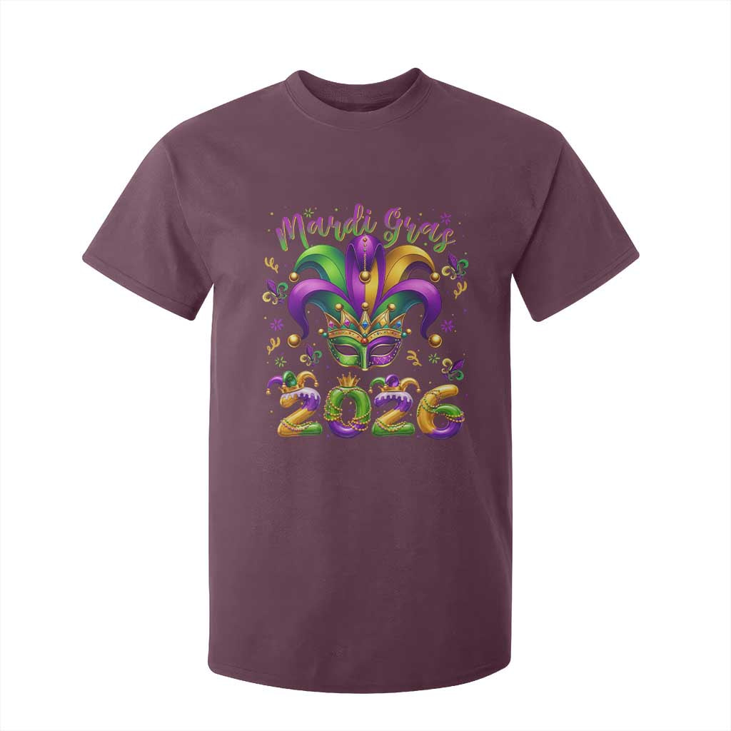 Mardi Gras 2026 T Shirt For Kid Funny Jester Hat Carnival Fleur De Lis TS11 Maroon Print Your Wear
