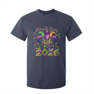 Mardi Gras 2026 T Shirt For Kid Funny Jester Hat Carnival Fleur De Lis TS11 Navy Print Your Wear