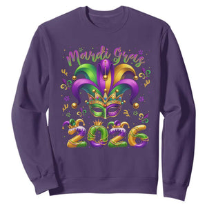 Mardi Gras 2026 Sweatshirt Funny Jester Hat Carnival Fleur De Lis TS11 Purple Print Your Wear