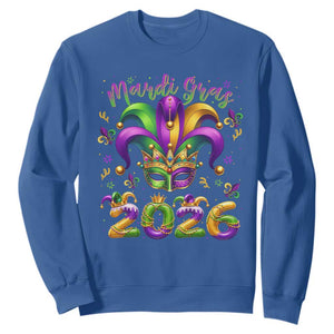 Mardi Gras 2026 Sweatshirt Funny Jester Hat Carnival Fleur De Lis TS11 Royal Blue Print Your Wear
