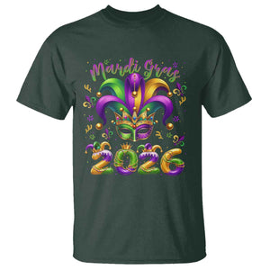 Mardi Gras 2026 T Shirt Funny Jester Hat Carnival Fleur De Lis TS11 Dark Forest Green Print Your Wear
