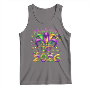 Mardi Gras 2026 Tank Top Funny Jester Hat Carnival Fleur De Lis TS11 Deep Heather Print Your Wear