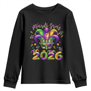 Mardi Gras 2026 Youth Sweatshirt Funny Jester Hat Carnival Fleur De Lis TS11 Black Print Your Wear
