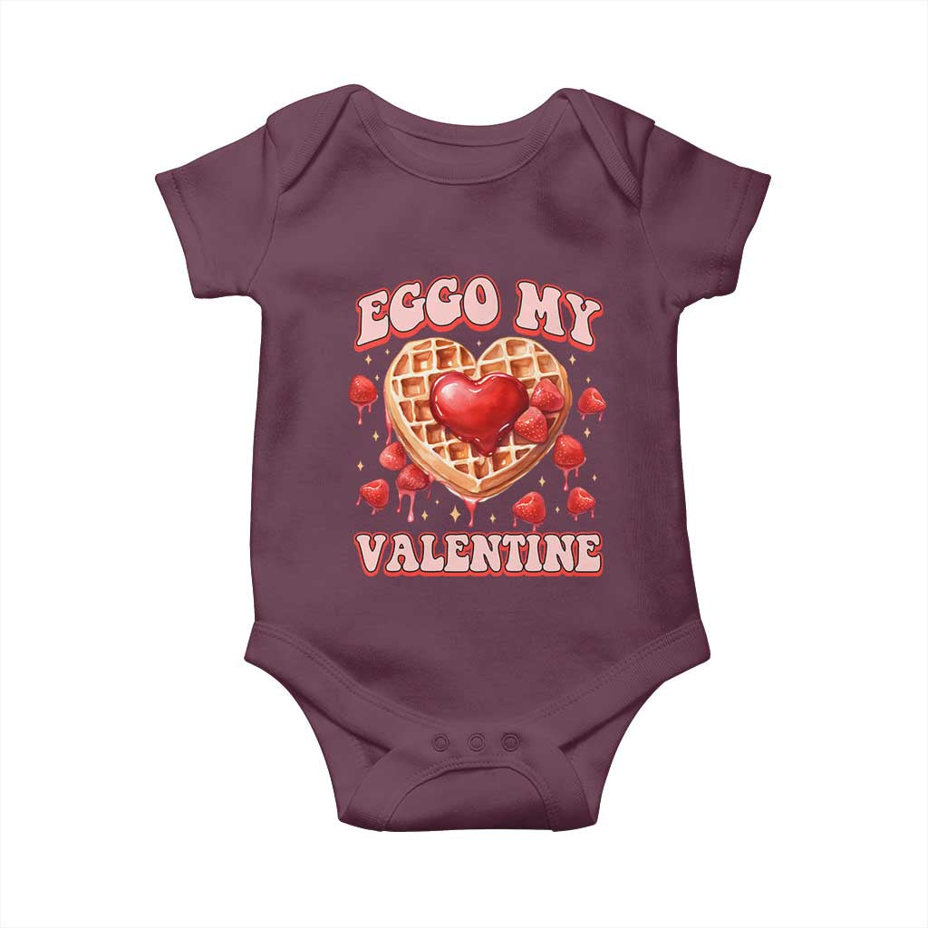 Eggo My Valentine Baby Onesie Funny Romantic Stranger Valentine's Day TS11 Maroon Print Your Wear