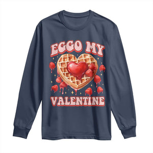 Eggo My Valentine Long Sleeve Shirt Funny Romantic Stranger Valentine's Day TS11 Navy Print Your Wear