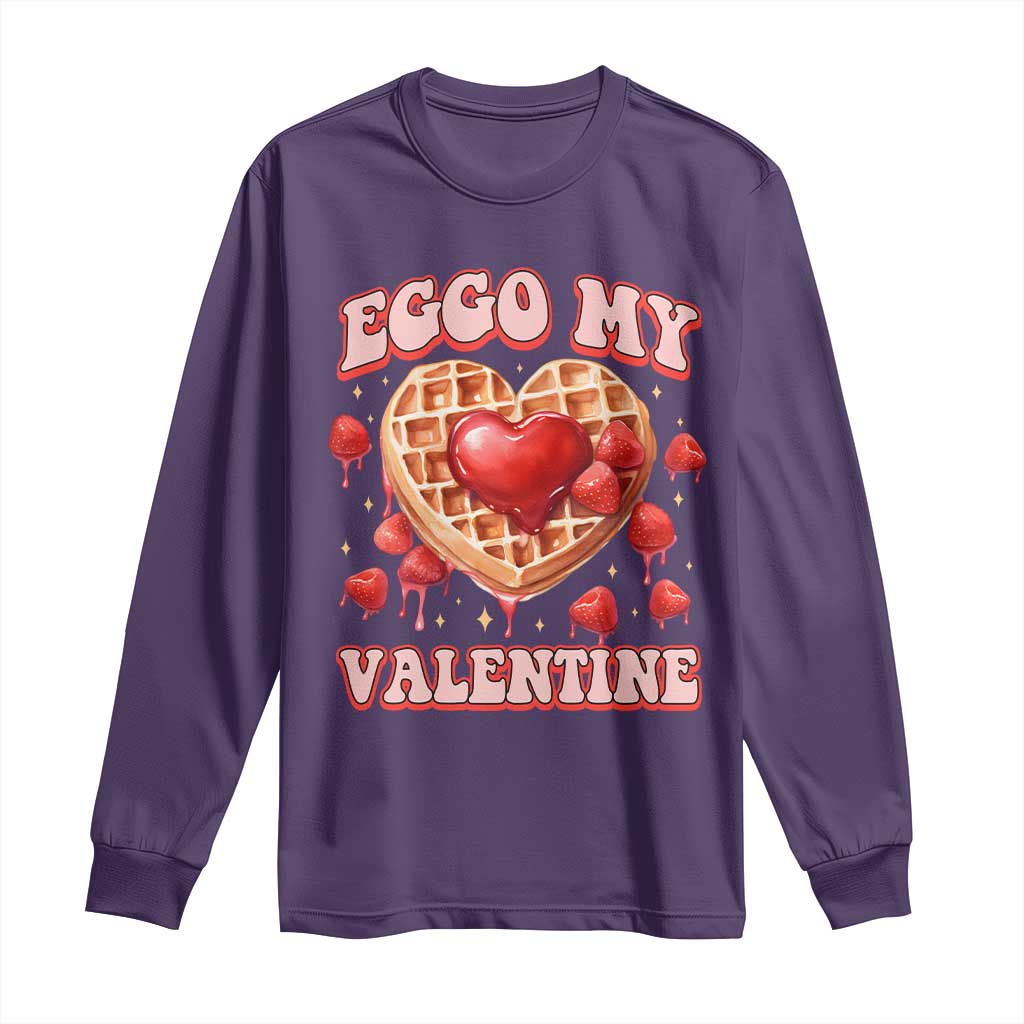 Eggo My Valentine Long Sleeve Shirt Funny Romantic Stranger Valentine's Day TS11 Purple Print Your Wear
