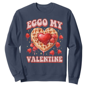 Eggo My Valentine Sweatshirt Funny Romantic Stranger Valentine's Day TS11 Navy Print Your Wear