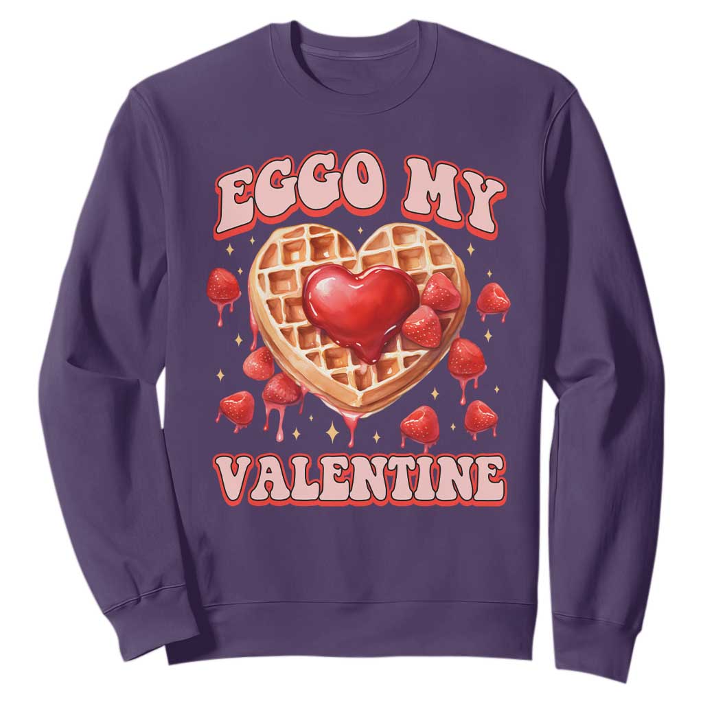 Eggo My Valentine Sweatshirt Funny Romantic Stranger Valentine's Day TS11 Purple Print Your Wear
