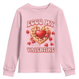 Eggo My Valentine Youth Sweatshirt Funny Romantic Stranger Valentine's Day TS11 Light Pink Print Your Wear