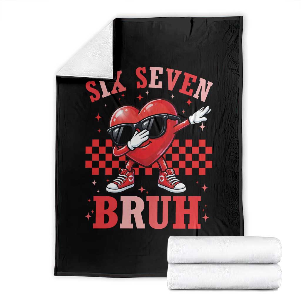 Funny Six Seven Bruh Valentines Day Throw Blanket Six Seven Dabbing Heart TS11 Black Print Your Wear