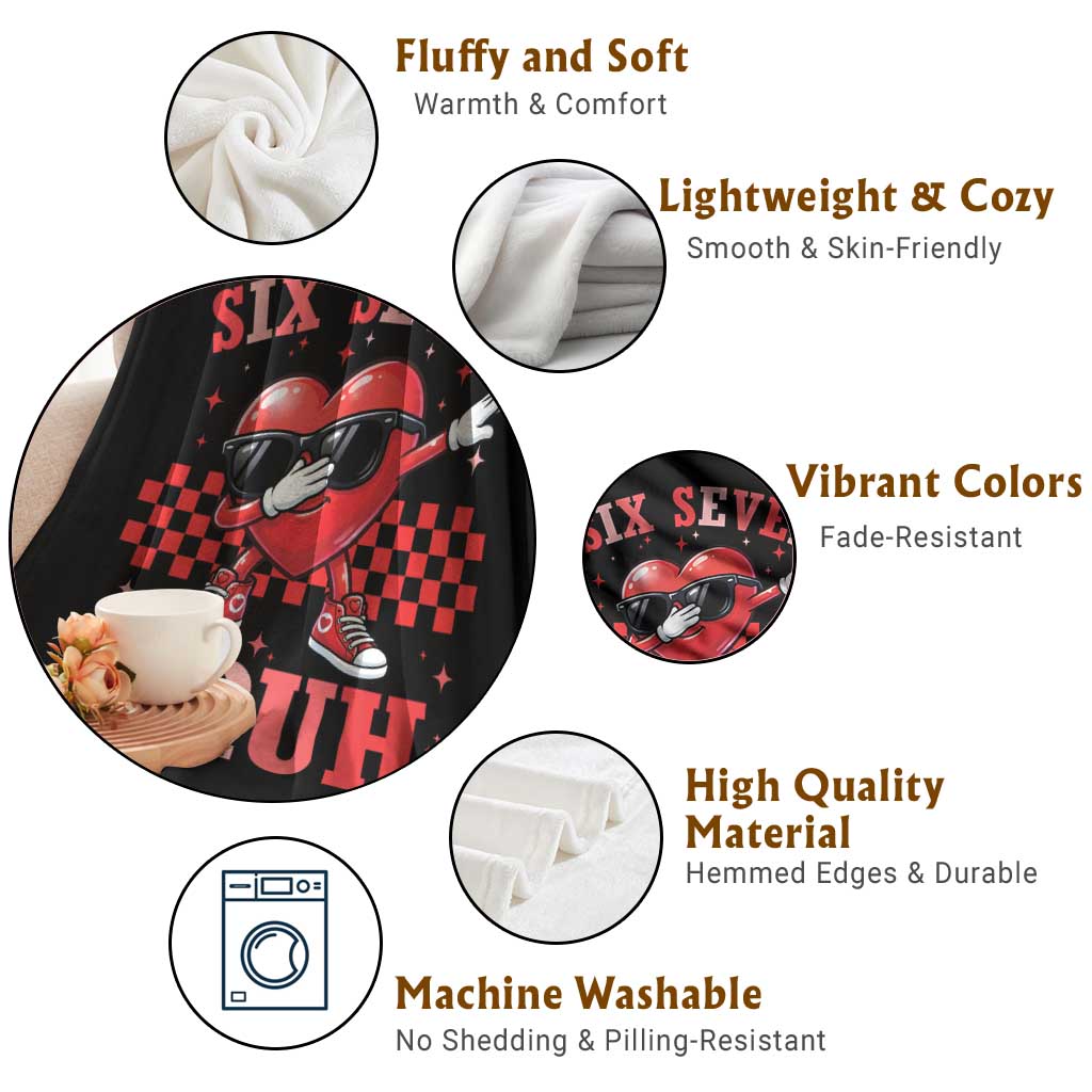 Funny Six Seven Bruh Valentines Day Throw Blanket Six Seven Dabbing Heart TS11 Print Your Wear