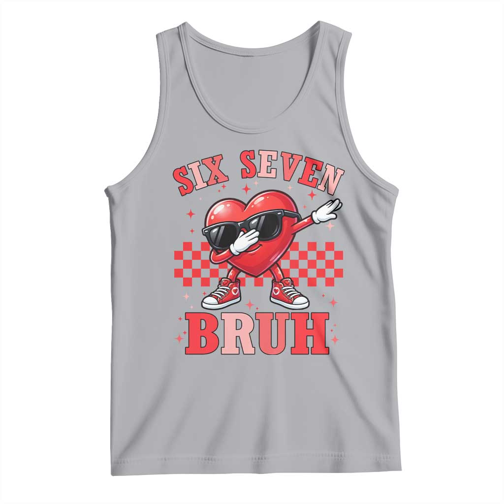 Funny Six Seven Bruh Valentines Day Tank Top Six Seven Dabbing Heart TS11 Athletic Heather Print Your Wear