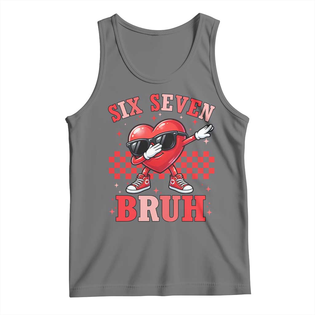 Funny Six Seven Bruh Valentines Day Tank Top Six Seven Dabbing Heart TS11 Black Heather Print Your Wear