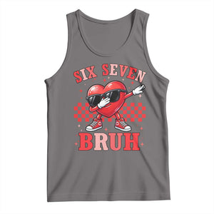 Funny Six Seven Bruh Valentines Day Tank Top Six Seven Dabbing Heart TS11 Deep Heather Print Your Wear