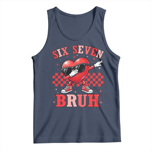 Funny Six Seven Bruh Valentines Day Tank Top Six Seven Dabbing Heart TS11 Navy Print Your Wear