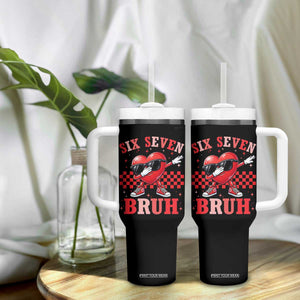 Funny Six Seven Bruh Valentines Day Tumbler With Handle Six Seven Dabbing Heart TS11 Print Your Wear