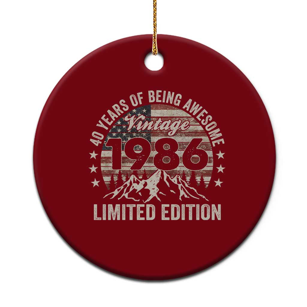 40th Birthday Made In 1986 Limited Edition Ceramic Ornament 40 Years Of Being Awesome American Flag TS11 1pc Red Print Your Wear