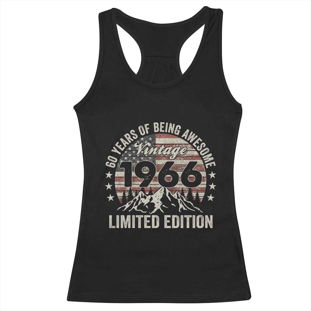 60th Birthday Vintage 1966 Limited Edition Racerback Tank Top 60 Years Of Being Awesome American Flag TS11 Black Print Your Wear