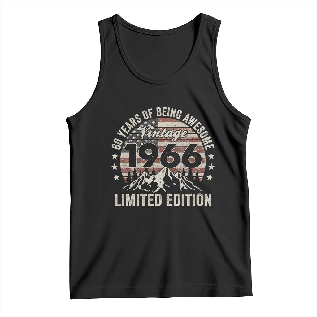 60th Birthday Vintage 1966 Limited Edition Tank Top 60 Years Of Being Awesome American Flag TS11 Black Print Your Wear