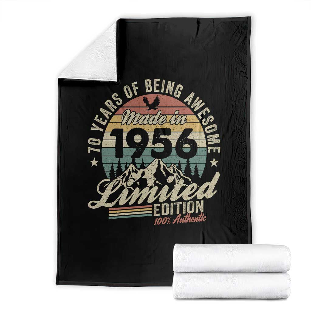70th Birthday Made In 1956 Throw Blanket 70 Years Of Being Awesome Vintage Limited Edition TS11 Black Print Your Wear