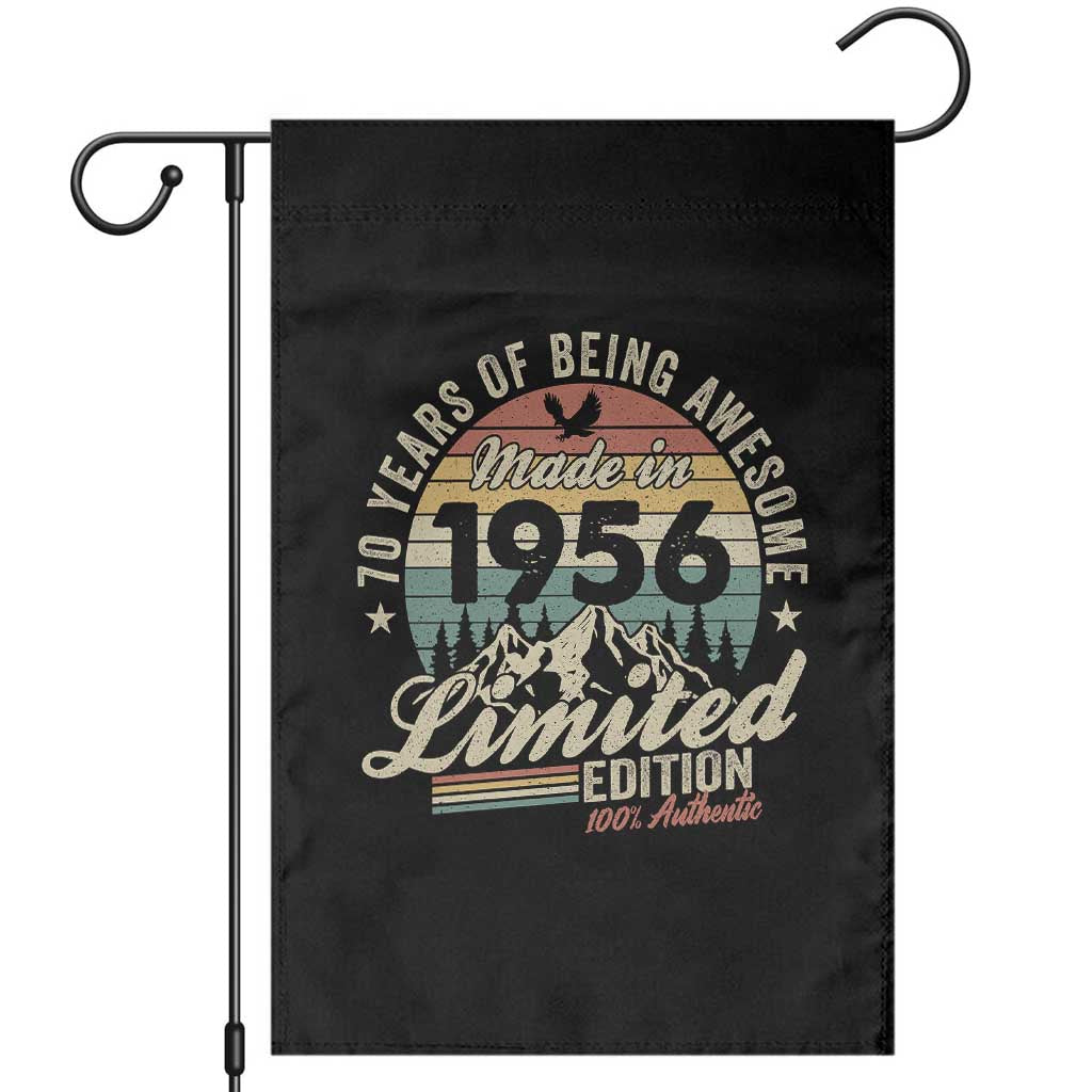 70th Birthday Made In 1956 Garden Flag 70 Years Of Being Awesome Vintage Limited Edition TS11 Black Print Your Wear