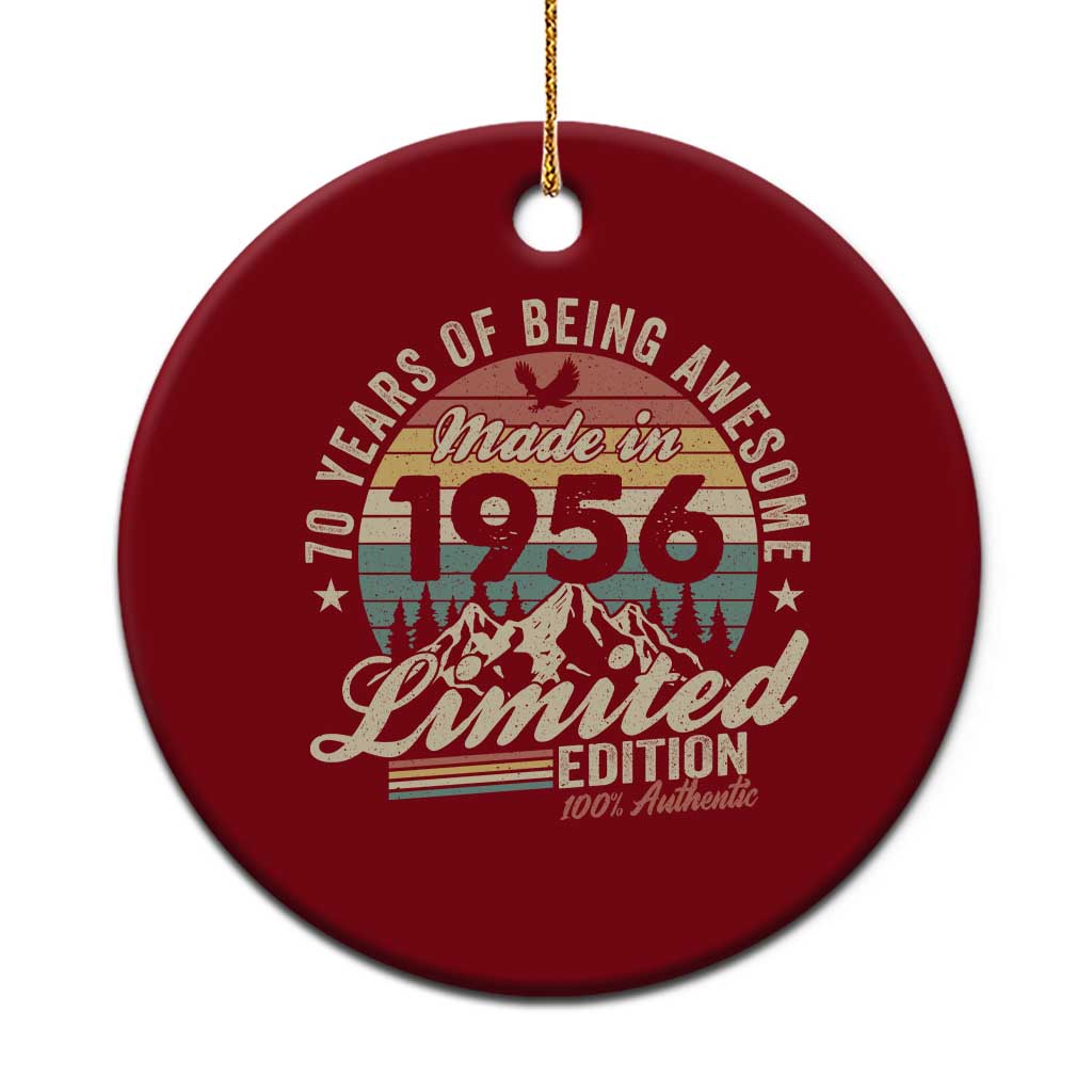 70th Birthday Made In 1956 Ceramic Ornament 70 Years Of Being Awesome Vintage Limited Edition TS11 1pc Red Print Your Wear