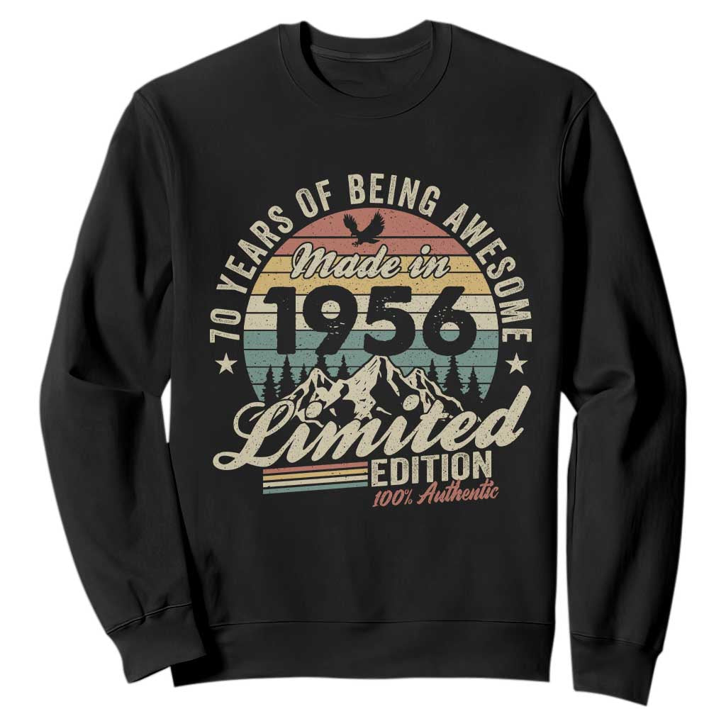 70th Birthday Made In 1956 Sweatshirt 70 Years Of Being Awesome Vintage Limited Edition TS11 Black Print Your Wear
