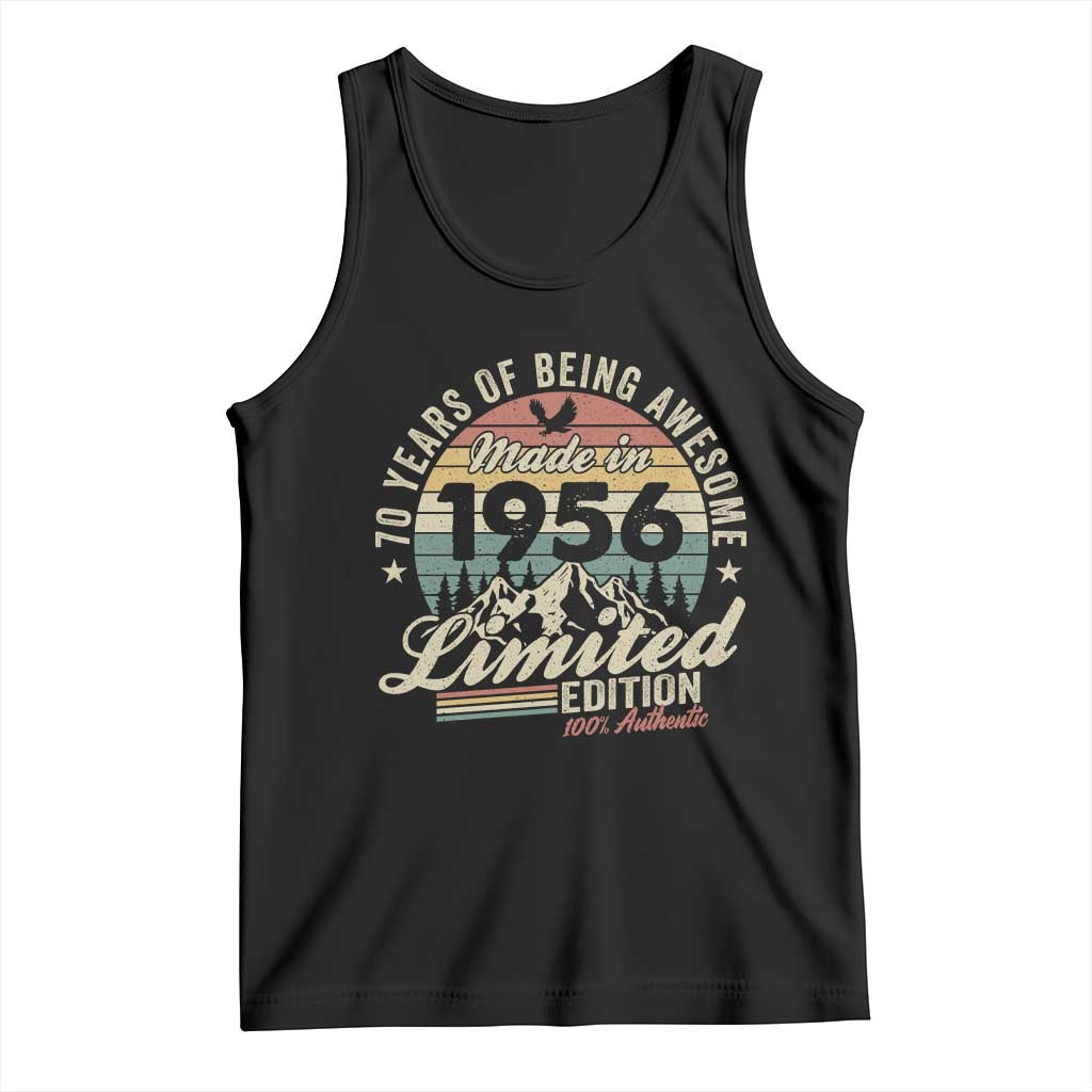 70th Birthday Made In 1956 Tank Top 70 Years Of Being Awesome Vintage Limited Edition TS11 Black Print Your Wear
