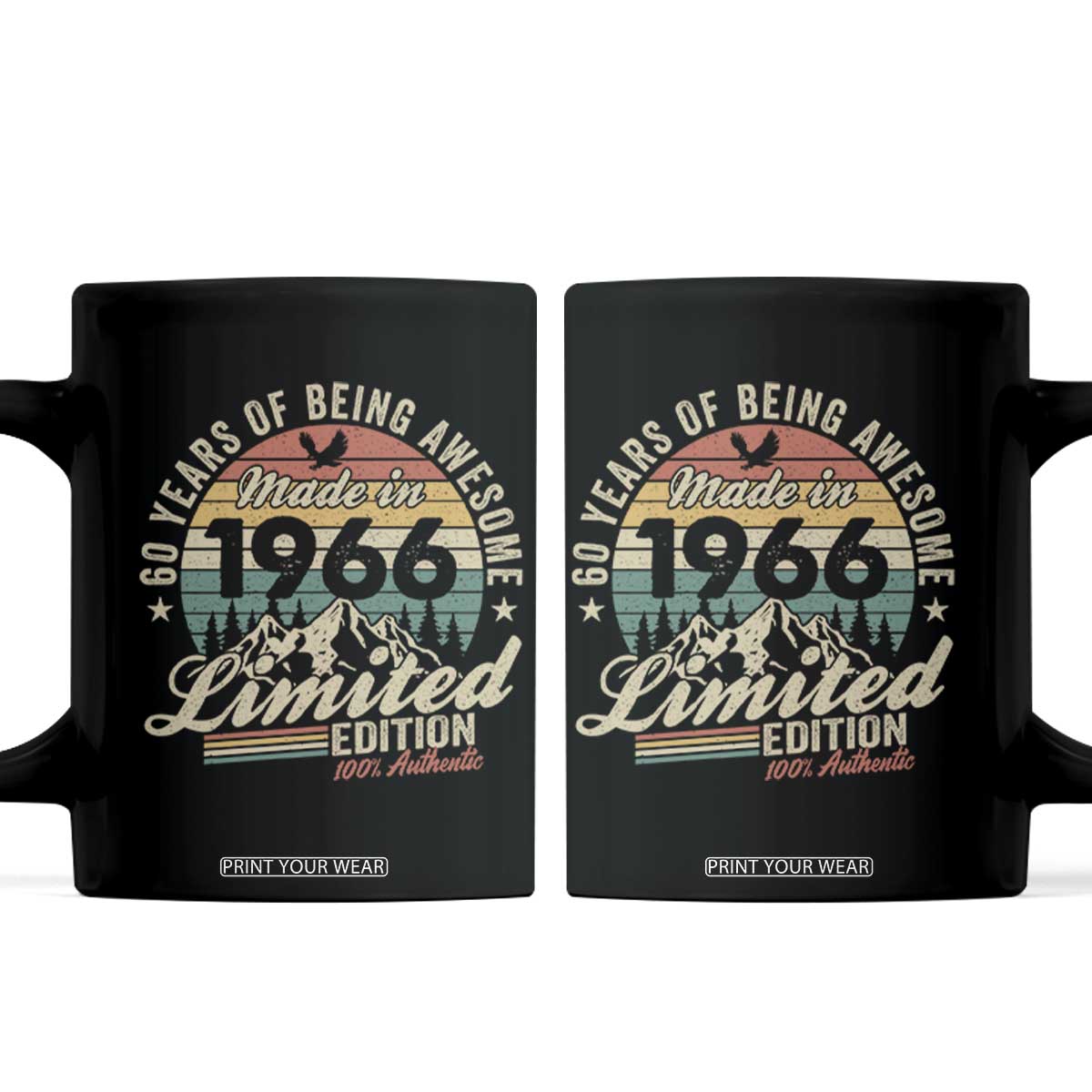 60th Birthday Made In 1966 Coffee Mug 60 Years Of Being Awesome Vintage Limited Edition TS11 Black Print Your Wear
