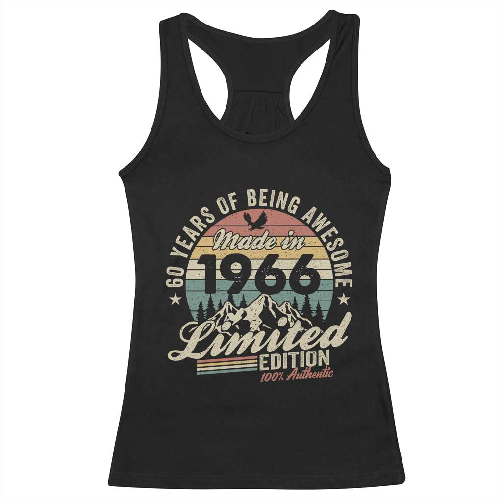 60th Birthday Made In 1966 Racerback Tank Top - 60 Years Of Being Awesome Vintage Limited Edition TS11 Black Print Your Wear