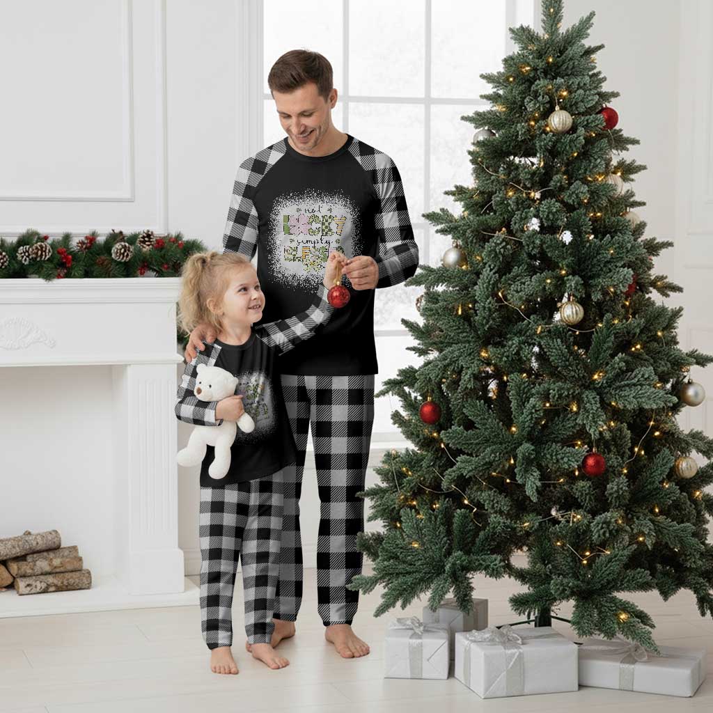 Not Lucky Simply Blessed Plaid Pajama Set Blessed Christian Shamrocks St Patricks Day TS11 White Plaid Print Your Wear