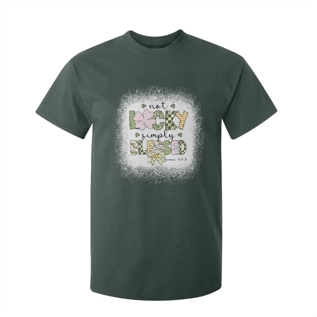 Not Lucky Simply Blessed T Shirt For Kid Blessed Christian Shamrocks St Patricks Day TS11 Dark Forest Green Print Your Wear