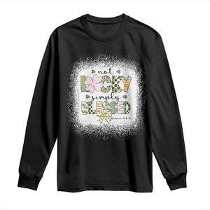 Not Lucky Simply Blessed Long Sleeve Shirt Blessed Christian Shamrocks St Patricks Day TS11 Black Print Your Wear