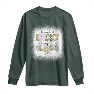 Not Lucky Simply Blessed Long Sleeve Shirt Blessed Christian Shamrocks St Patricks Day TS11 Dark Forest Green Print Your Wear