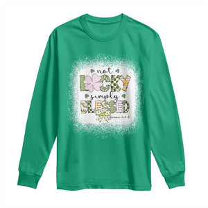 Not Lucky Simply Blessed Long Sleeve Shirt Blessed Christian Shamrocks St Patricks Day TS11 Irish Green Print Your Wear