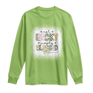 Not Lucky Simply Blessed Long Sleeve Shirt Blessed Christian Shamrocks St Patricks Day TS11 Lime Print Your Wear