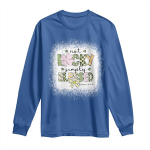 Not Lucky Simply Blessed Long Sleeve Shirt Blessed Christian Shamrocks St Patricks Day TS11 Royal Blue Print Your Wear