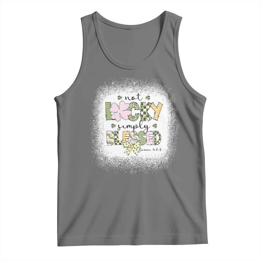 Not Lucky Simply Blessed Tank Top Blessed Christian Shamrocks St Patricks Day TS11 Black Heather Print Your Wear