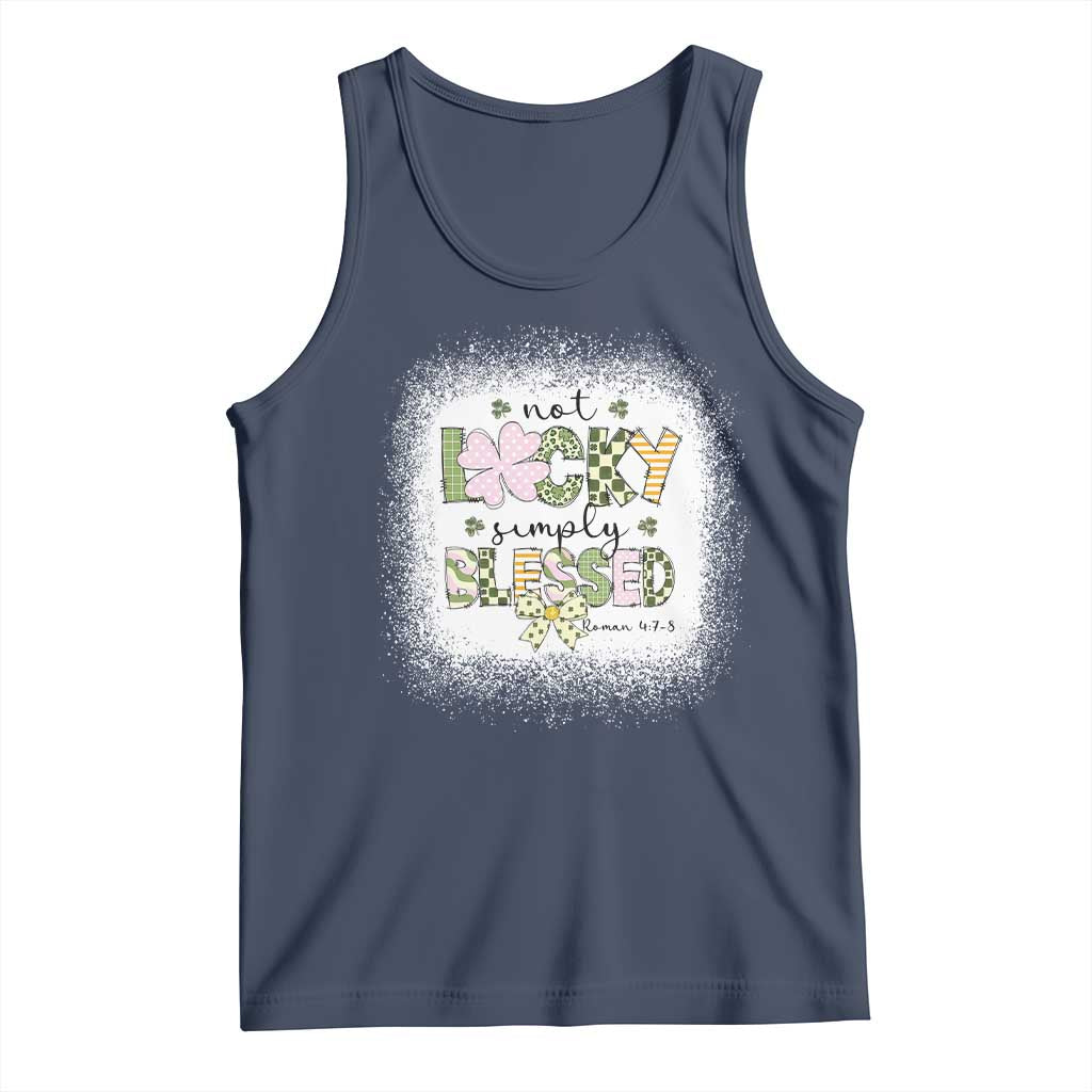 Not Lucky Simply Blessed Tank Top Blessed Christian Shamrocks St Patricks Day TS11 Navy Print Your Wear