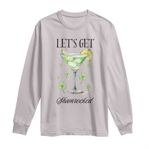 Funny Irish St Patrick's Day Cocktail Long Sleeve Shirt Let's Get Shamrocked Irish Festival TS11 Ice Gray Print Your Wear