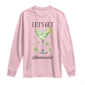 Funny Irish St Patrick's Day Cocktail Long Sleeve Shirt Let's Get Shamrocked Irish Festival TS11 Light Pink Print Your Wear