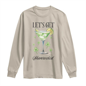 Funny Irish St Patrick's Day Cocktail Long Sleeve Shirt Let's Get Shamrocked Irish Festival TS11 Sand Print Your Wear