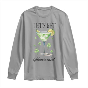 Funny Irish St Patrick's Day Cocktail Long Sleeve Shirt Let's Get Shamrocked Irish Festival TS11 Sport Gray Print Your Wear