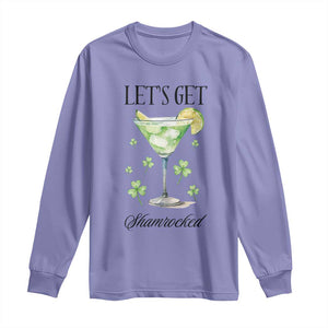 Funny Irish St Patrick's Day Cocktail Long Sleeve Shirt Let's Get Shamrocked Irish Festival TS11 Violet Print Your Wear