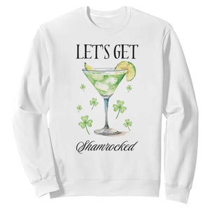 Funny Irish St Patrick's Day Cocktail Sweatshirt Let's Get Shamrocked Irish Festival TS11 White Print Your Wear