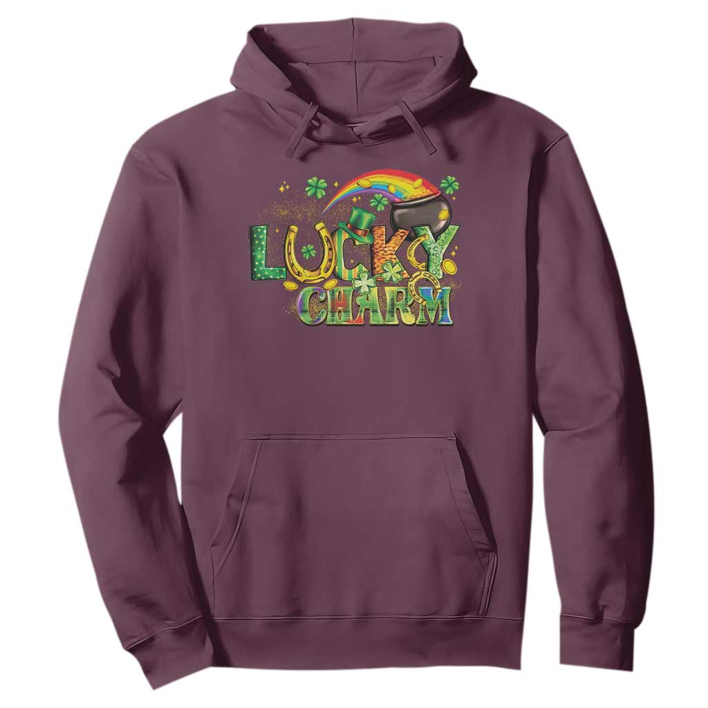 Funny St Patrick's Day Lucky Charm Hoodie Rainbow Gold Pot Clover TS11 Maroon Print Your Wear