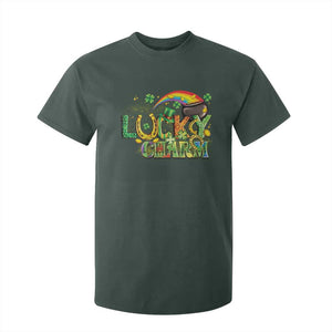 Funny St Patrick's Day Lucky Charm T Shirt For Kid Rainbow Gold Pot Clover TS11 Dark Forest Green Print Your Wear