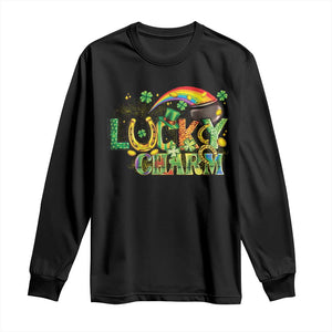 Funny St Patrick's Day Lucky Charm Long Sleeve Shirt Rainbow Gold Pot Clover TS11 Black Print Your Wear