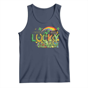 Funny St Patrick's Day Lucky Charm Tank Top Rainbow Gold Pot Clover TS11 Navy Print Your Wear