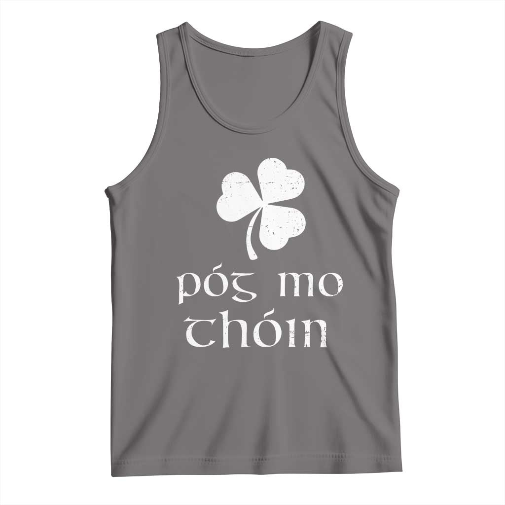 Funny Irish Pog Mo Thoin Tank Top St Patrick's Day Gaelic Saying Shamrock TS11 Deep Heather Print Your Wear